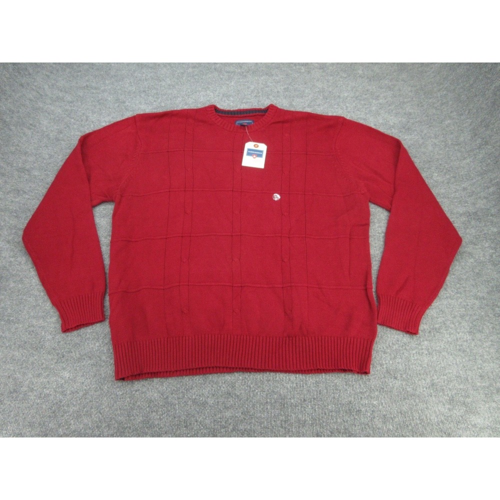 Saddlebred Mens Sweater NWT Regular Red Cable Knit Grid Crewneck XXL